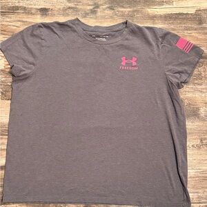 Under Armour Charcoal Tee with Pink Accents